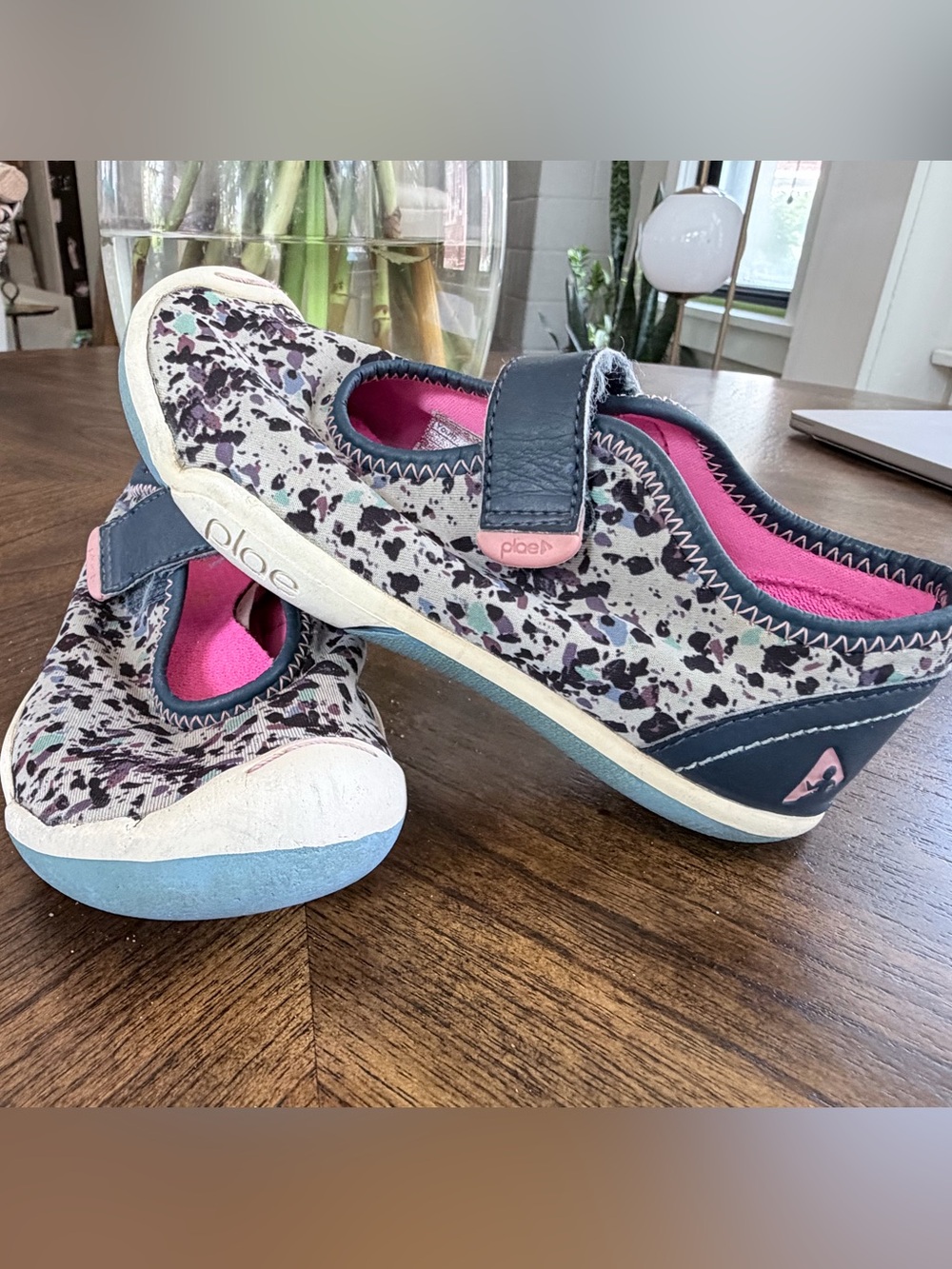 Plae Kids Mary Jane Casual Shoe - Multi Print with Pink Trim